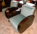Modernist Streamline Art Deco Custom Chairs in Macassar Wood