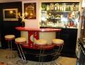 Art Deco Streamline Modern Bar with matching stools
