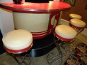 Art Deco Streamline Modern Bar with matching stools