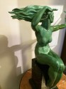 Art Deco Bronze Statue Woman with Bird