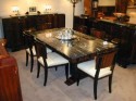 10 piece Macassar wood and marble wood dining suite