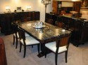 10 piece Macassar wood and marble wood dining suite