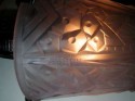 Mueller Luneville iron lamp with geometric glass