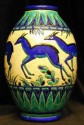 leaping gazelles Art Deco vase