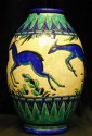 leaping gazelles Art Deco vase