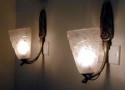 French Glass and Nickel Sconces