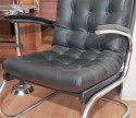 1930s Art Deco Czech Chrome & Leather Chairs • Pair