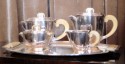 Rare French 5 Piece Coffee/Tea Service With Ivory Handles • Signed Bafico