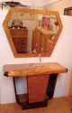 1940s Flamed Tigerwood Console AND Matching Mirror