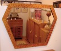 1940s Flamed Tigerwood Console AND Matching Mirror