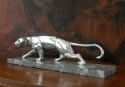 1930s Nickel-plated Bronze Panther Statue
