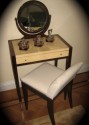Art Deco Macassar Vanity with Mirror and Matching Chair