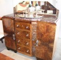 Large Art Deco Buffet with Marble Top and Mirror