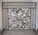 Iron Art Deco Fireplace Screen