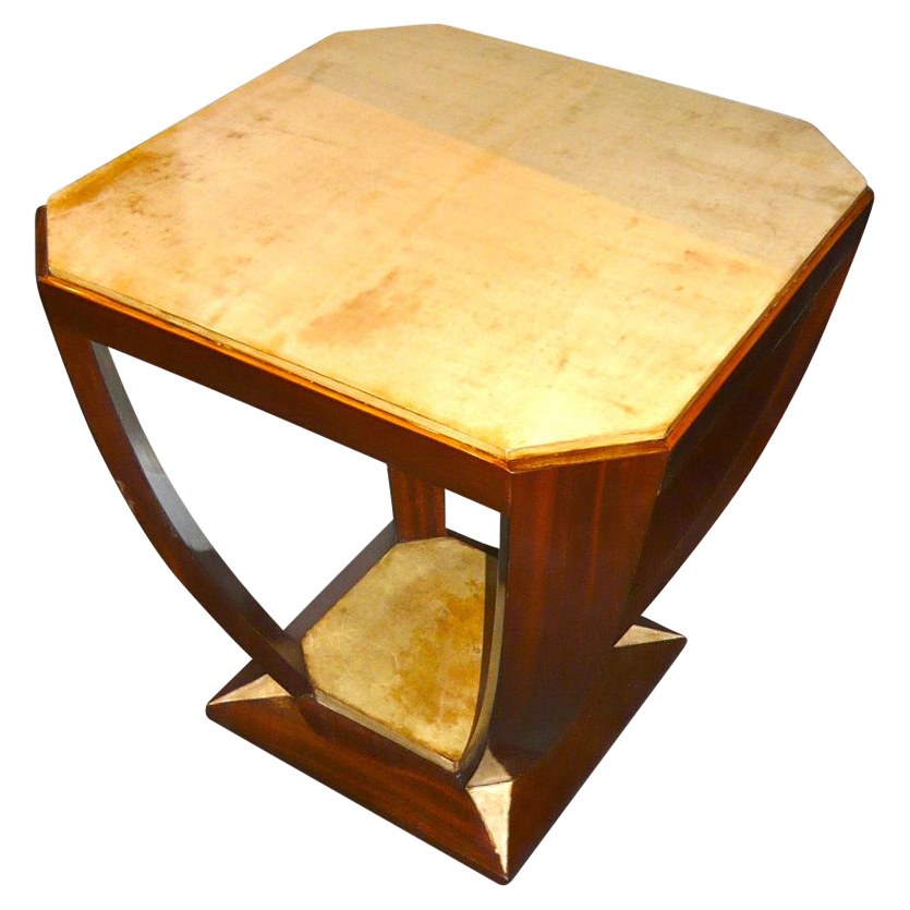 Custom Cubist Modernist French style Table with parchment top.
