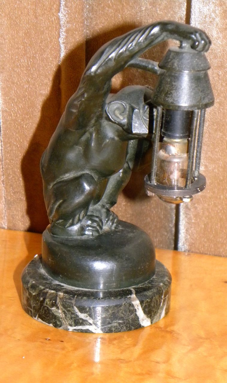 1920s BouBou Monkey Sculpture/Lamp • Max Le Verrier 