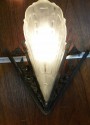 Original French iron and glass sconces modernist 1930′s