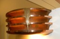 Copper Brass modernist stepped and fluted art deco sconces circa 1930′s