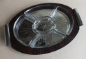 French Art Deco Serving Tray for Hor D’oeuvres or Condiments In Macassar Wood