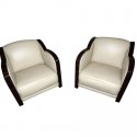 Art Deco French style leather Club chairs