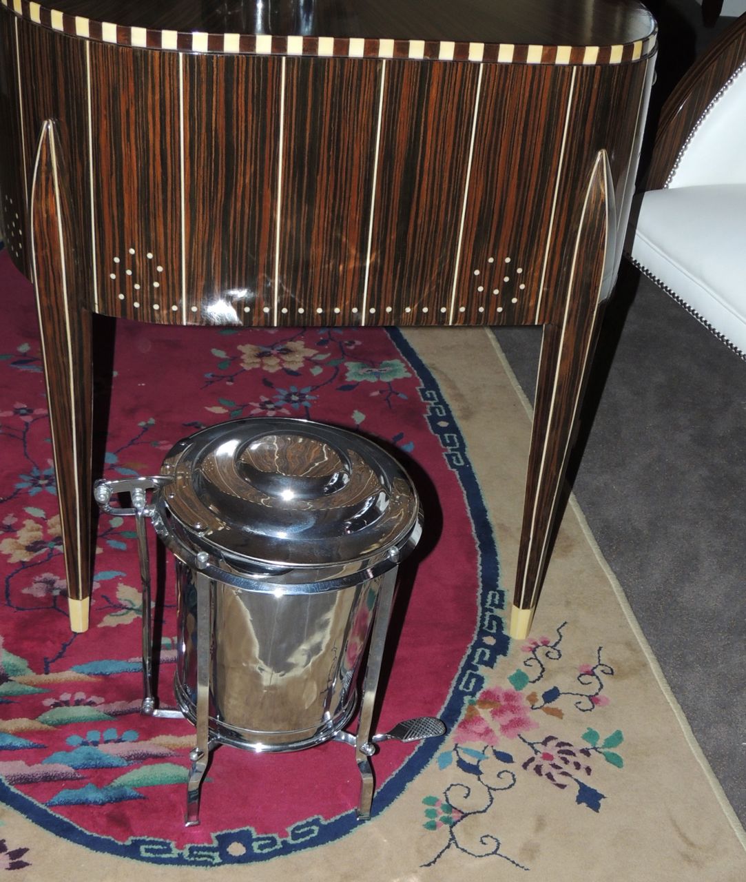 Restored highly polished Art Deco Trash Can | Sold Items Miscellaneous