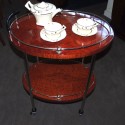 Art Deco bar cart with wood and chrome