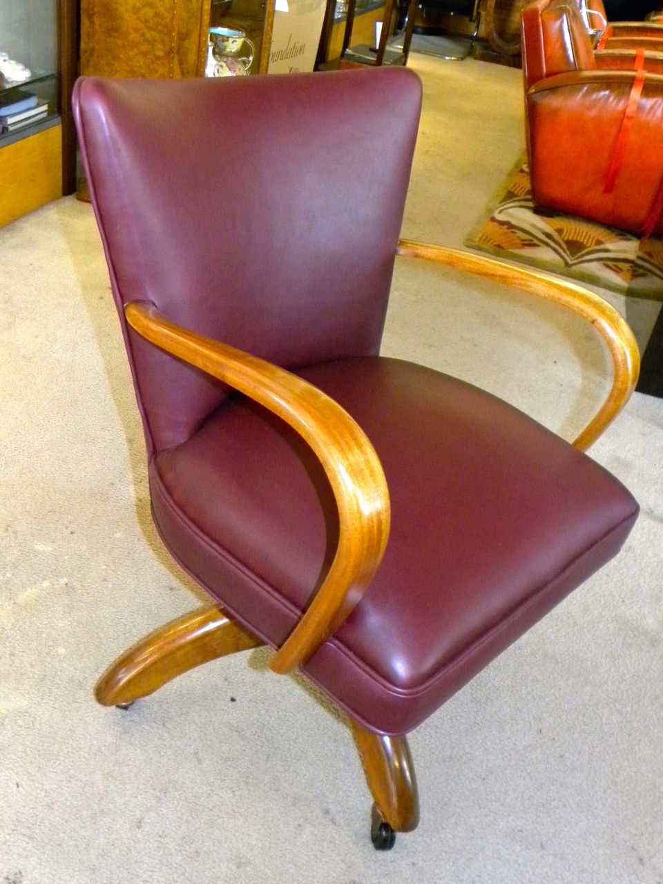 Original Art Deco office chair European wood frame Sold