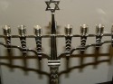 Vintage zig zag Art Deco Menorah Judaica