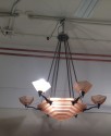 Rare French Degue stepped pink modernist chandelier