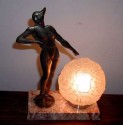 nickeled bronze harlequin statue light