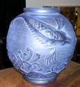 round French molded glass vase with Fish motif
