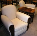 cream leather French club chairs