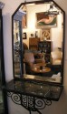 French iron, mirror and marble wall console