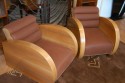 French 1930's, satinwood and suede low club chairs