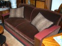 Beautiful burgundy mohair and leather sofa set