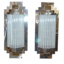 Pair of Crome and Frosted Glass Sconces