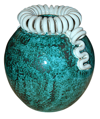 Green and White Vase from Atelier Sainte Radegonde
