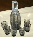 Czech black etched Decanter and Glasses