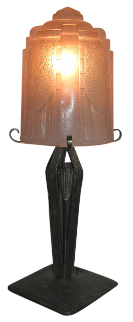 Gorgeous French Glass and Iron Lamp