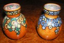 Pair of French Painted Glass Vases by Quenvit