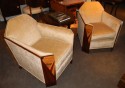 French Art Deco Club Chairs Cubist with Sunburst  marquetry panels