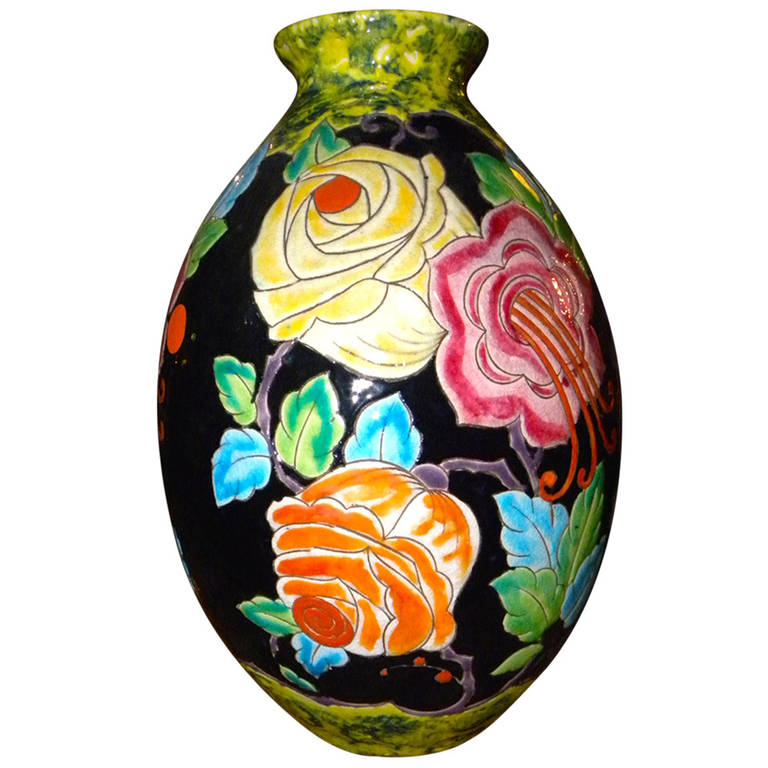 Unusual Boch Catteau Era Ceramic Vase