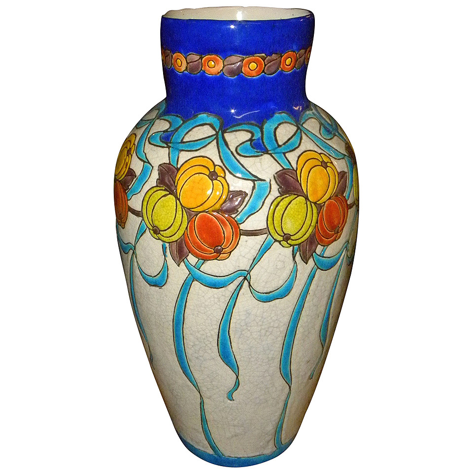 Large Charles Catteau Boch Ceramic Vase