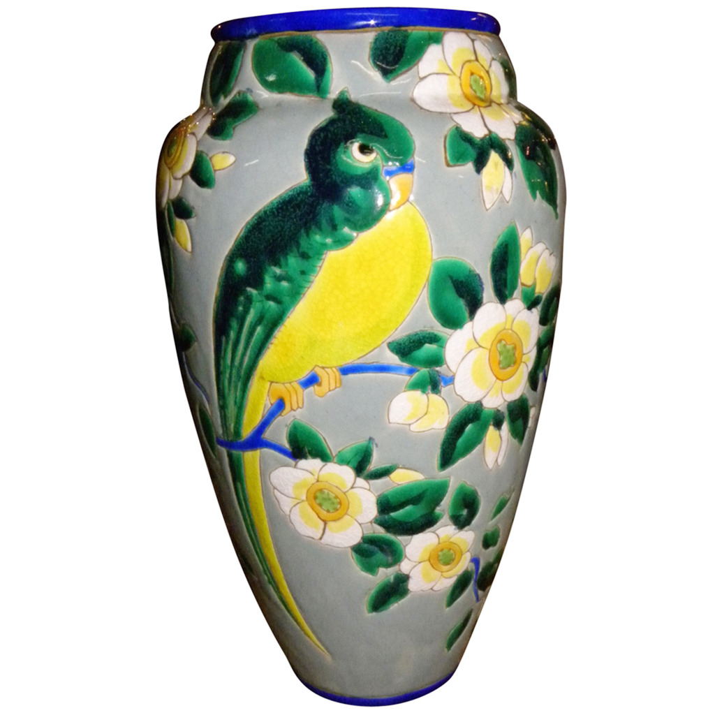 Boch Catteau era Ceramic vase with bird