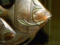 Bronze Art Deco Angel Fish Statue with Gecko