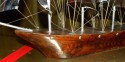 Large Art Deco wood and metal sail boat schooner.