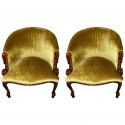 Unusual French Carved Wood Art Deco Armchairs