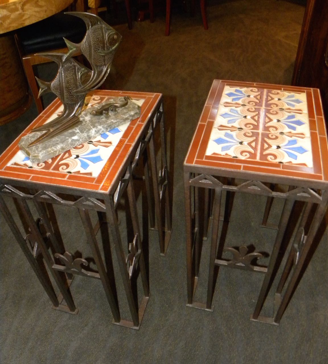 Custom Art Deco Iron and Tile End Tables | Ironwork | Art Deco Collection
