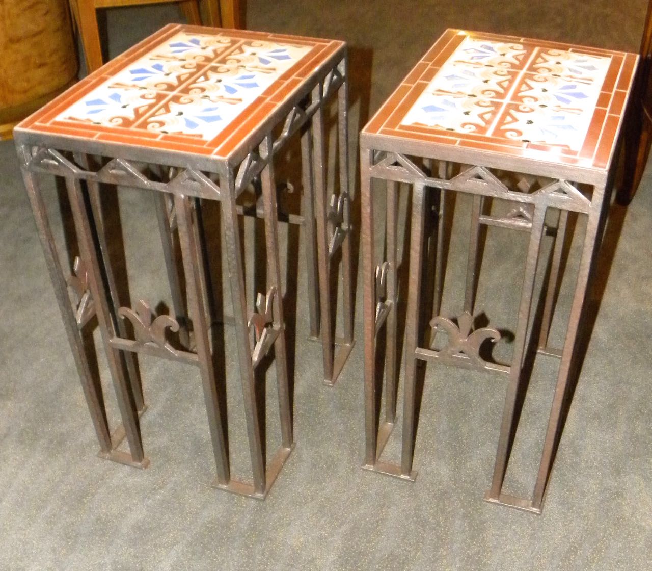 Custom Art Deco Iron and Tile End Tables | Ironwork | Art Deco Collection