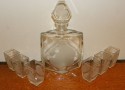 Baccarat Art Deco etched Decanter and 6 glasses